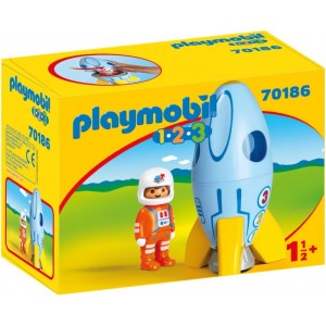 Παιχνιδια PLAYMOBIL - Παιδικα παιχνιδια - Playmobil 1.2.3 Αστροναύτης Με Πύραυλο - 70186 PLAYMOBIL